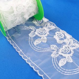 Cheap thin soft turkish tulle mesh white embroidery lace ruffle mesh tulle fabric